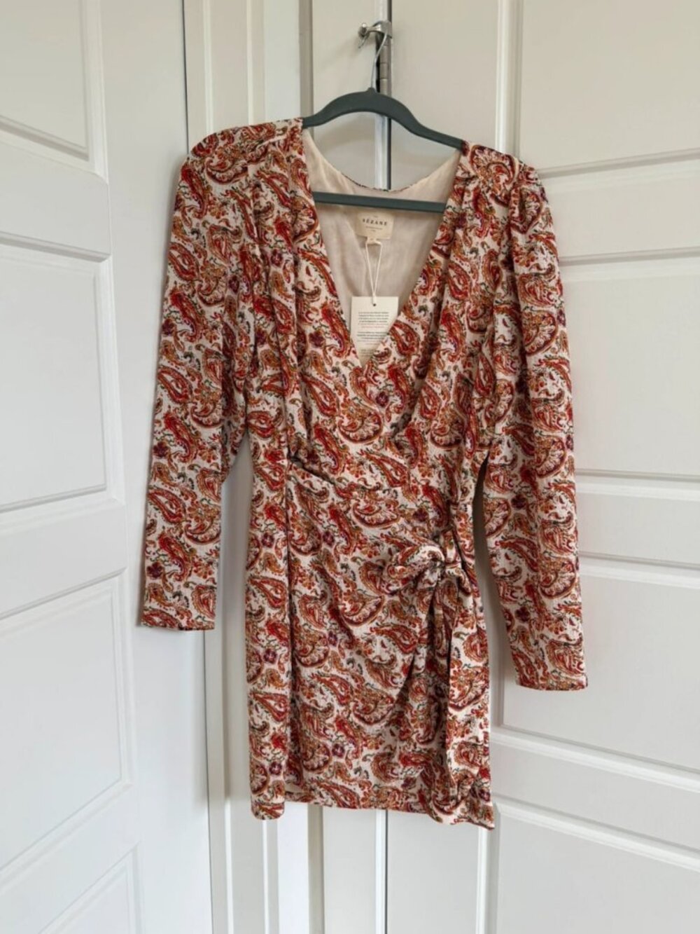 Sezane Noemia Paisley Wrap Mini Dress Paisley Riviera Print Size 8
